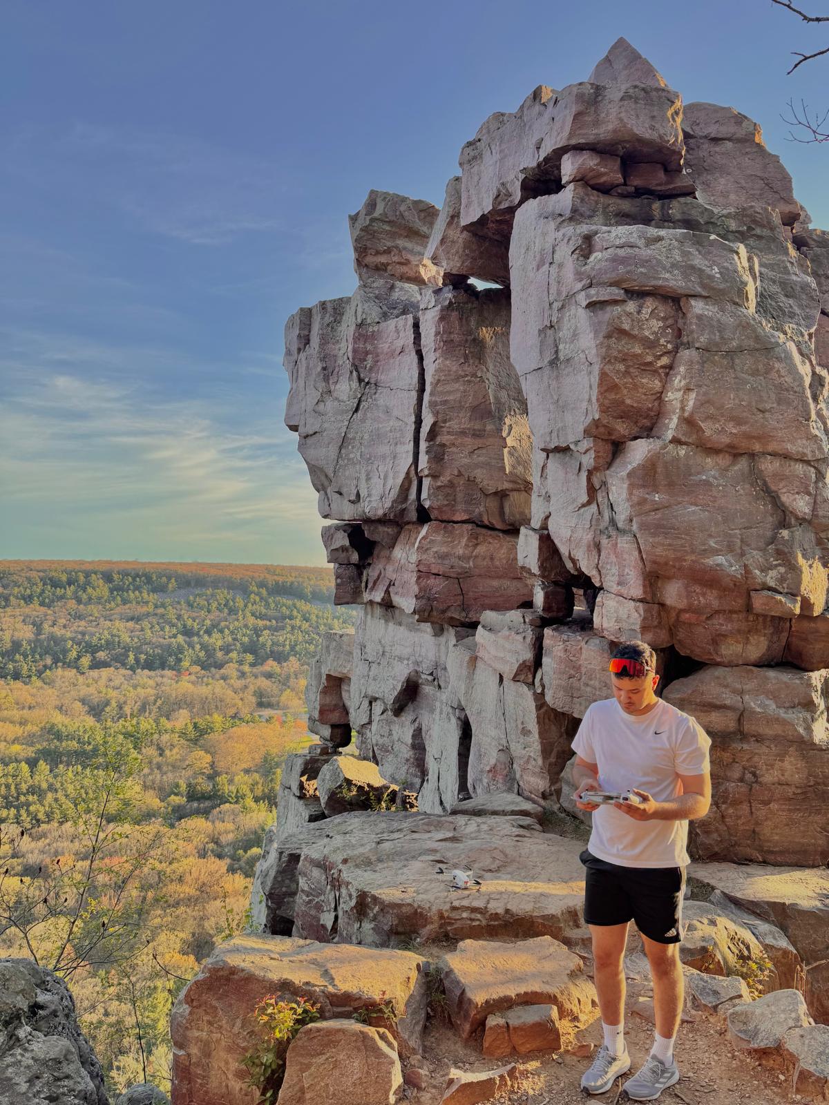 Climbing near Devils Door rock formation